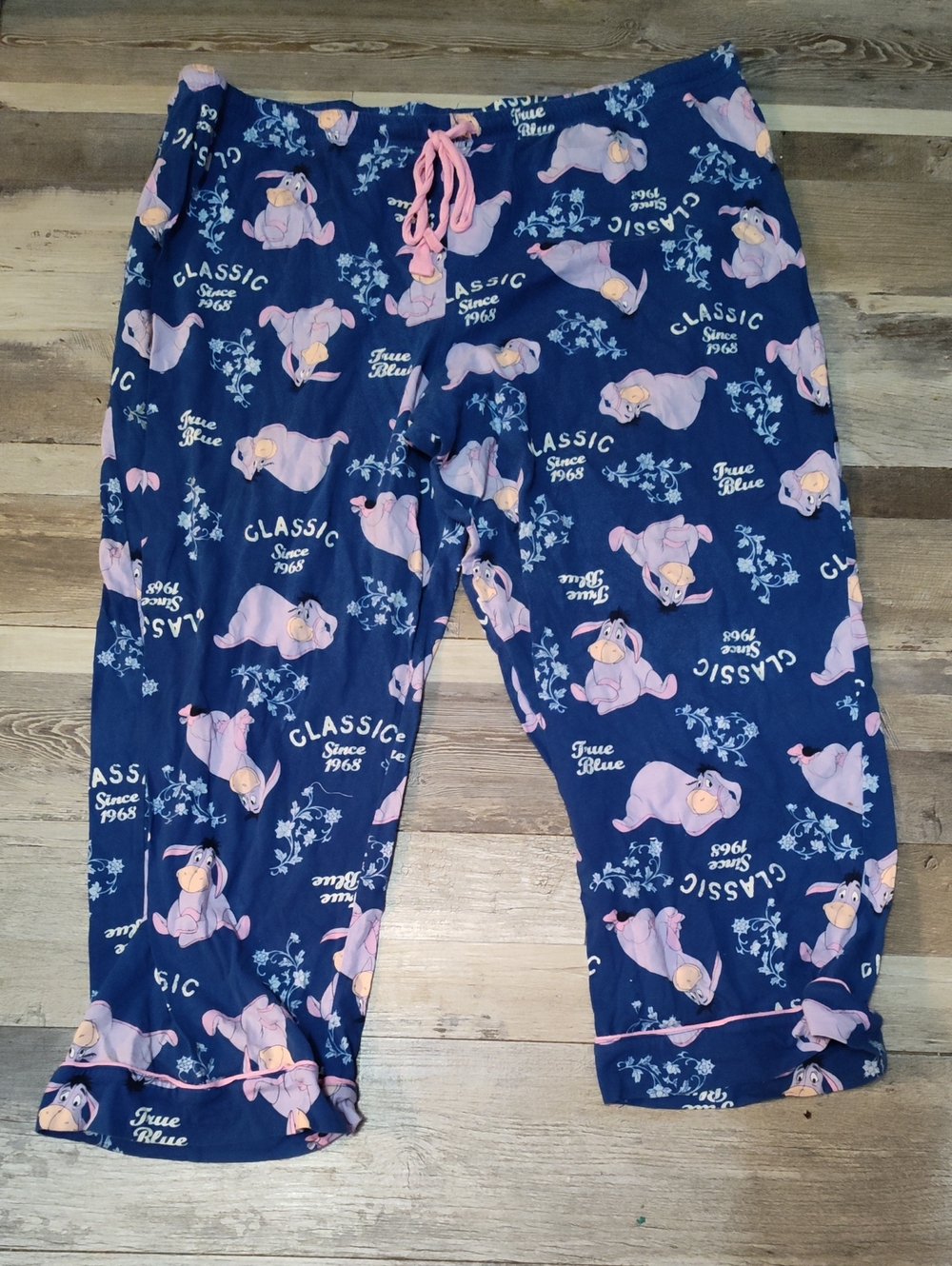 5/$25 SALE Women's Disney 3X Navy Blue Pajama Bottoms with Pink Eeyore Print